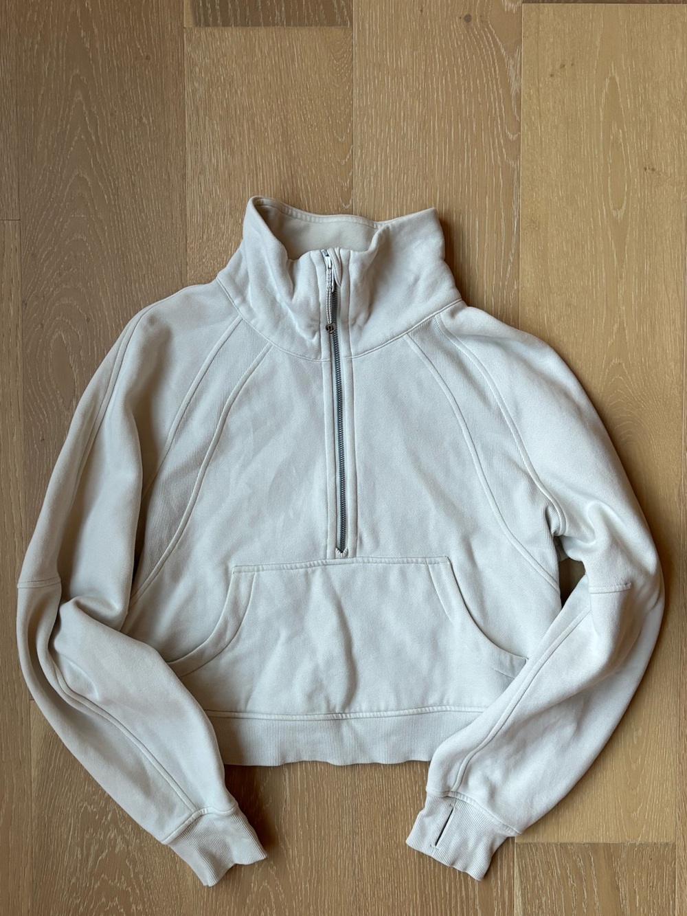 Women's Lululemon scuba Cream Half-Zip Pullover Top